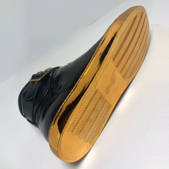 Men’s J75 By Jump 24K Black | Gold Patent High Top Sneakers NWT