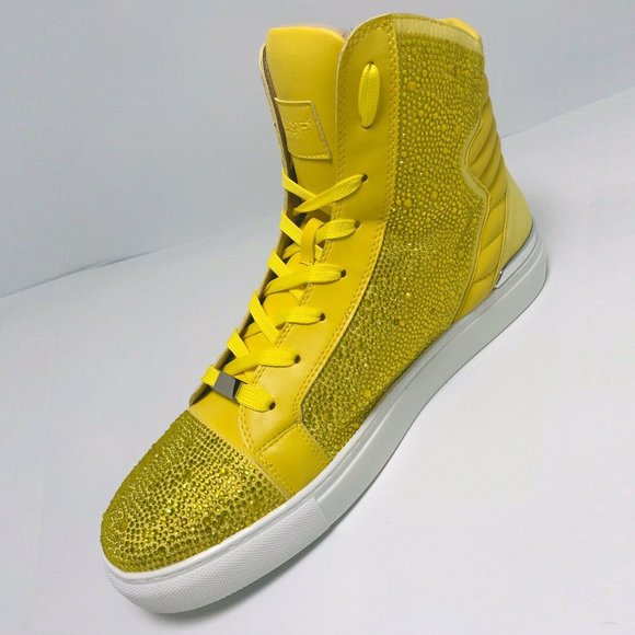 Men's J75 By Jump Yellow Jeweled Sparta Hi Fashion Sneakers NWT