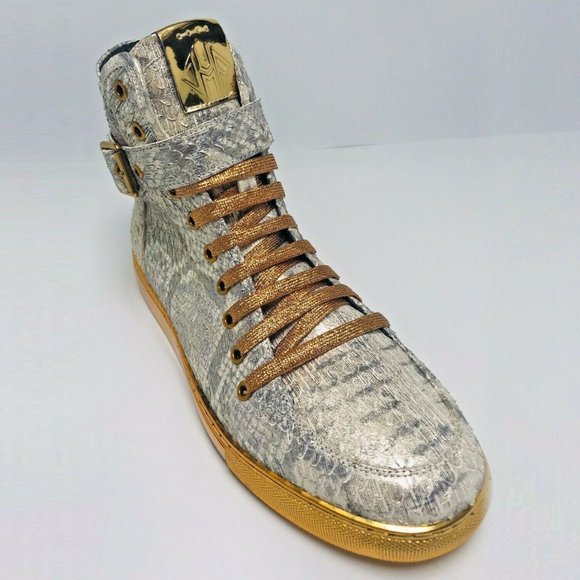 Men's J75 By Jump Sullivan 24K Gold Koi Patent High Top Sneakers NWT