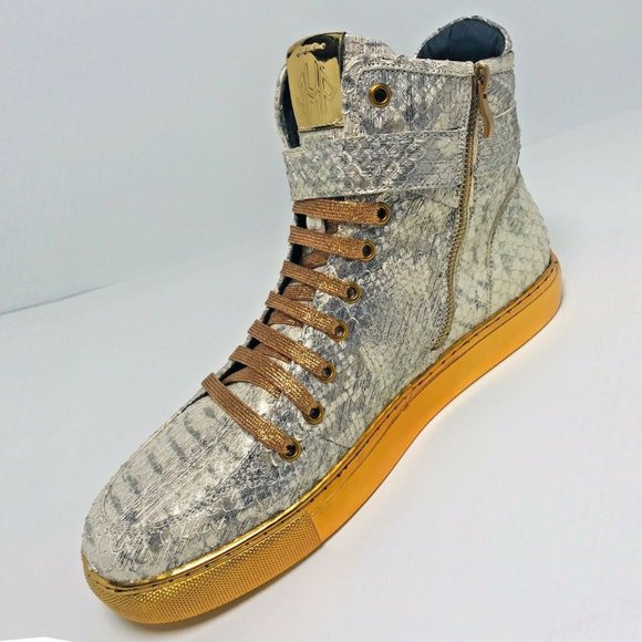 Men's J75 By Jump Sullivan 24K Gold Koi Patent High Top Sneakers NWT