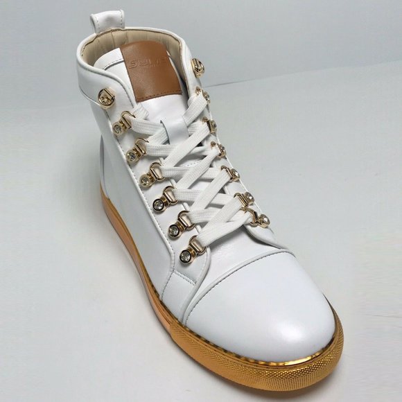 Men's J75 By Jump Savor White | Gold Patent Sneakers NWT