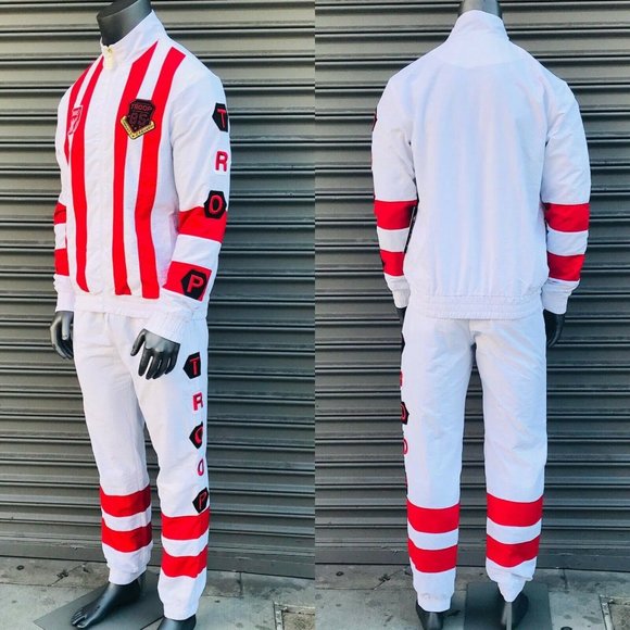 Men's Troop White | Red Windbreaker Fashion Tracksuit NWT