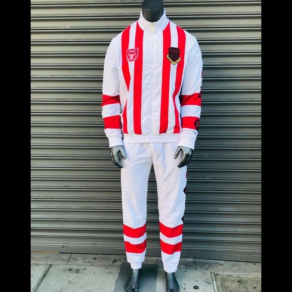 Men's Troop White | Red Windbreaker Fashion Tracksuit NWT