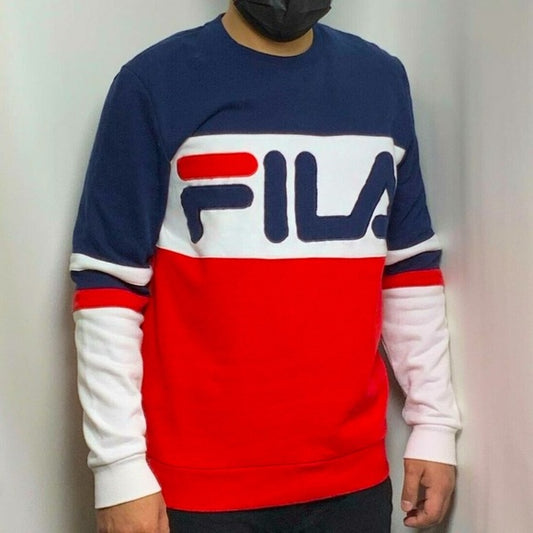 Men's Fila Navy | White | Red Fleece Crewneck Shirt NWT