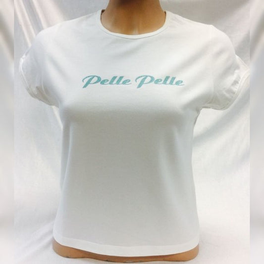 Women's Pelle Pelle White | Turquoise Tee Shirt NWT