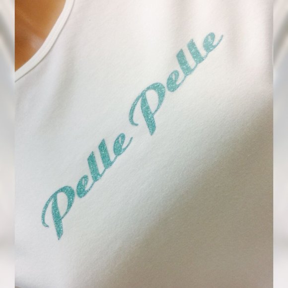 Women's Pelle Pelle White | Turquoise Tee Shirt NWT