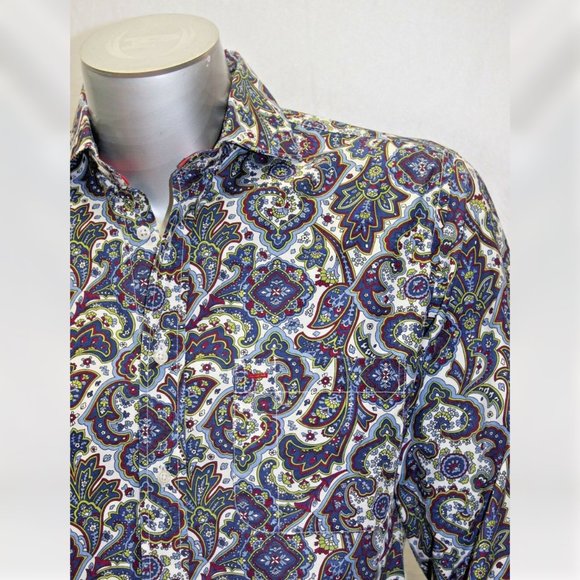 Men's Rufus White | Navy | Lime Green | Lt.Blue | Burgundy Button Down Shirt NWT