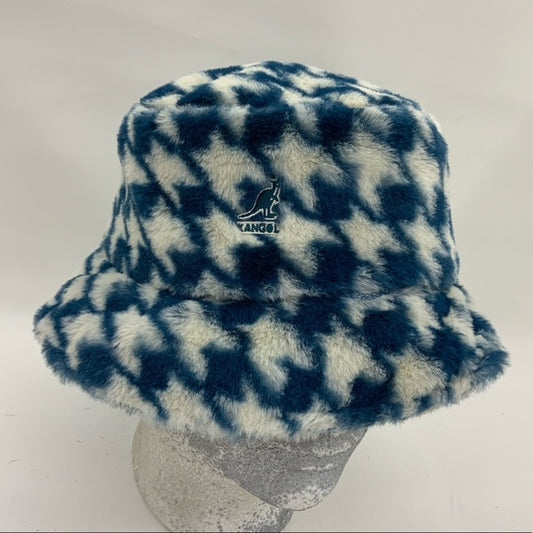 Men's Kangol HoundStooth Faux Fur Teal | White Casual Bucket Hats NWT