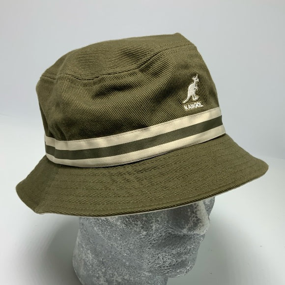 Men's Kangol Olive Green | Cream Striped Lahinch Hat NWT