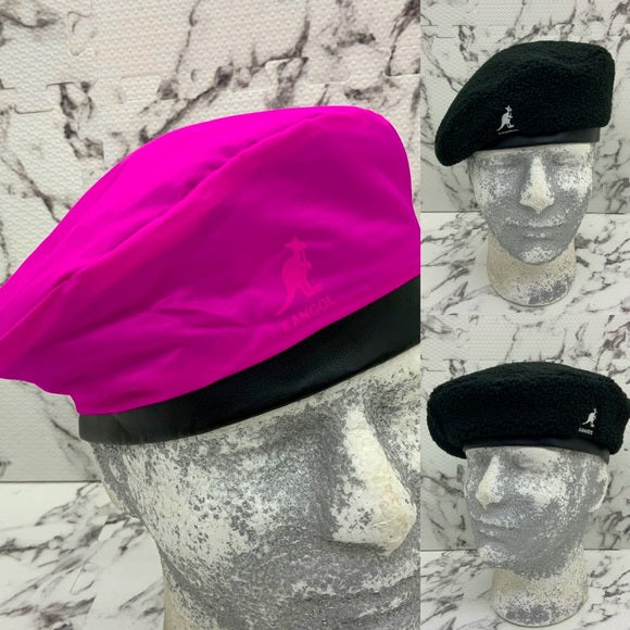 Men's Kangol Nylon Plush Reversible Black | Hot Pink Beret Hat NWT