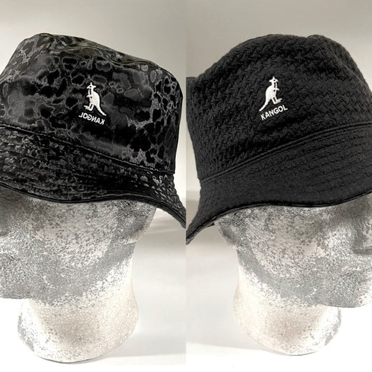 Men's Kangol Black Embossed Reversible Casual Bucket Hats NWT