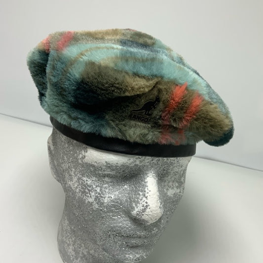 Men's Kangol Plaid Faux Fur Olive Green | Turquoise | Orange | Black Beret Hat NWT