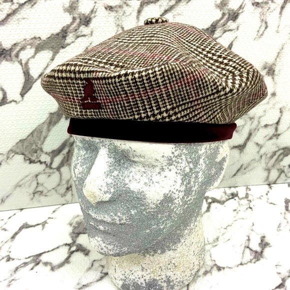 Men's Kangol Brown | White | Burgundy Show Your Teeth Beret Hat NWT