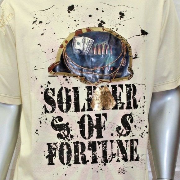 Men's Parish Cream "Soldier Of Fortune" Short Sleeve Tee Shirt NWT