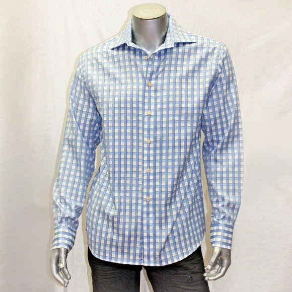 Men's Rufus Lt.Blue | White Plaid Button Down Long Sleeve Shirt NWT