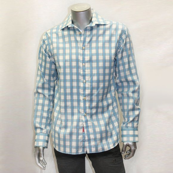 Men's Rufus Lt.Blue | White Plaid Button Down Long Sleeve Shirt NWT