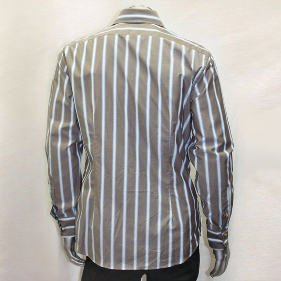 Men's Rufus Gray | White | Lt.Blue Button Down Long Sleeve Shirt NWT