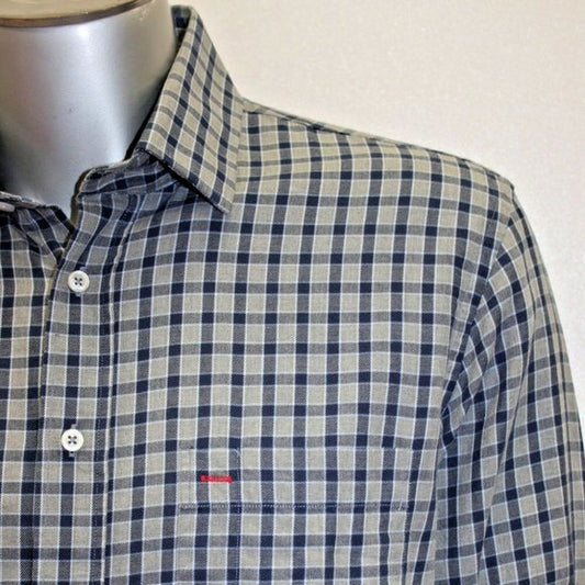 Men's Rufus Grey | Navy Plaid Button Down Long Sleeve Shirt NWT