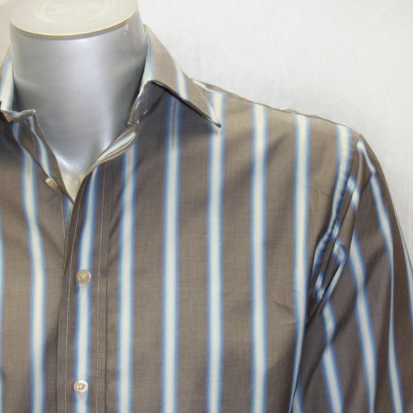 Men's Rufus Gray | White | Lt.Blue Button Down Long Sleeve Shirt NWT