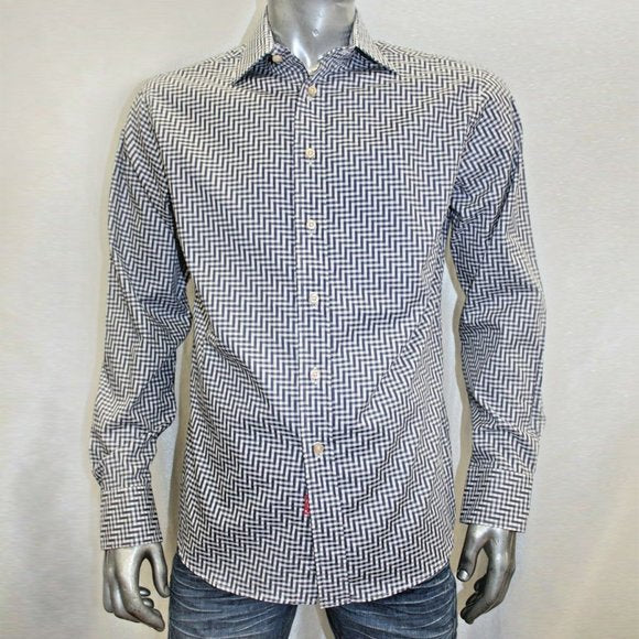 Men's Rufus Navy | White Button Down Long Sleeve Shirt NWT