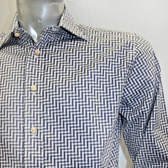 Men's Rufus Navy | White Button Down Long Sleeve Shirt NWT