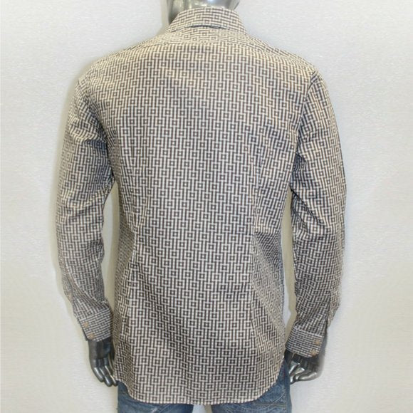 Men's Rufus Brown | White Long Sleeve Button Down Shirt NWT