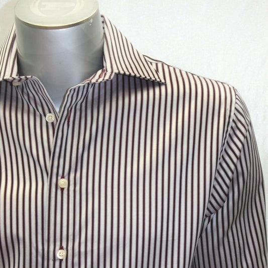 Men's Rufus Pinstripe Eggplant | Lt.Pink Long Sleeve Button Down Shirt NWT