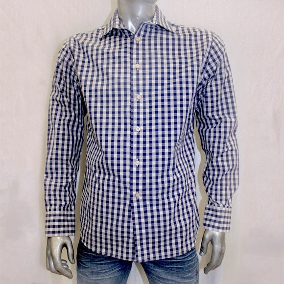 Men's Rufus Plaid Navy | White | Lavender Long Sleeve Button Down Shirt NWT