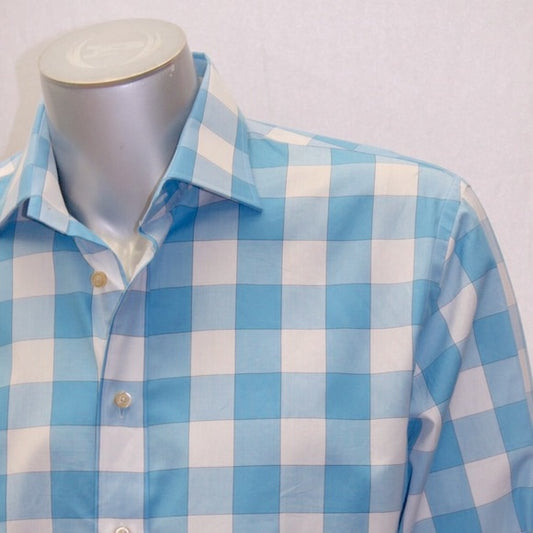 Men's Rufus Sky Blue | White Plaid Long Sleeve Button Down Shirt NWt