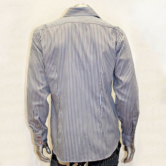 Men's Rufus Bronze | Lt.Blue Pinstripe Long Sleeve Button Down Shirt NWT