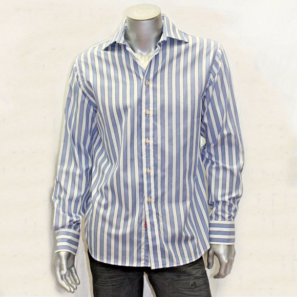 Men's Rufus Lt.Blue | White Striped Long Sleeve Button Down Shirt NWT