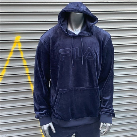 Men’s Navy Velour Track Hoodie Top NWT