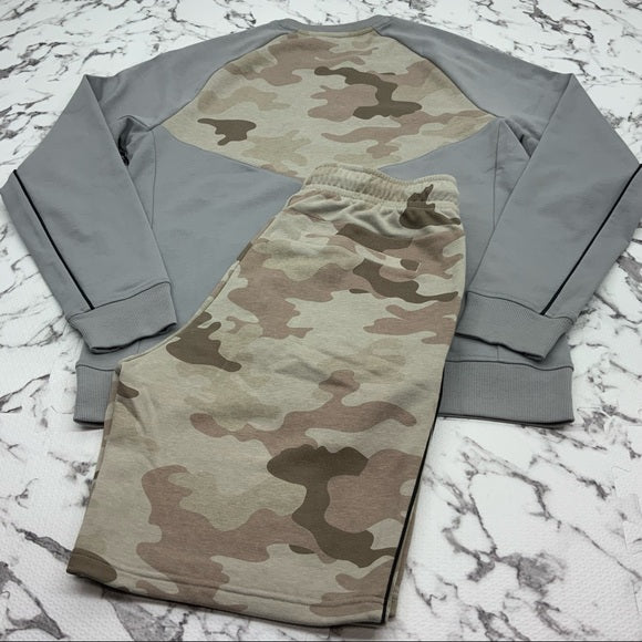 Men's Fila Grey | Khaki | Camouflage Pullover Short Set NWT