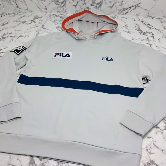 Men's Fila Light Grey Pullover Hooded Tracksuit NWT