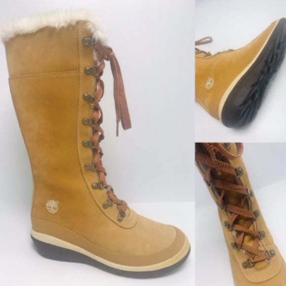 Women's Timberland Wheat Faux Fur 14" Boots NWT