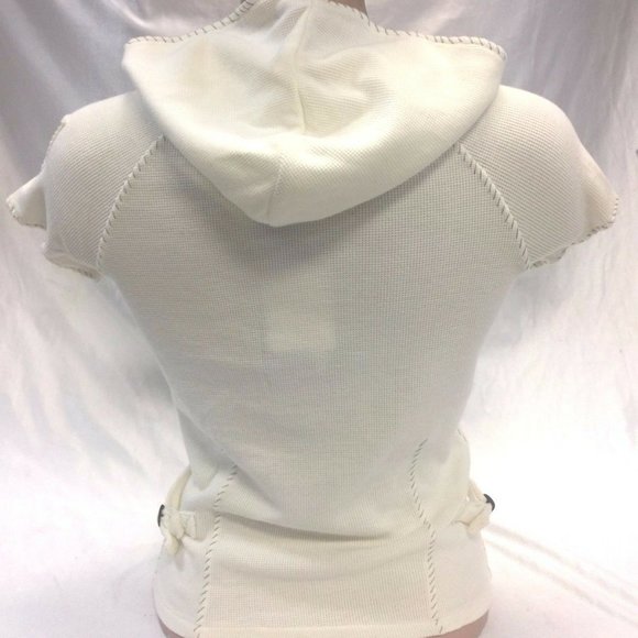 Women's Pelle Pelle Ivory Short Sleeve Fashion Hoodie NWT