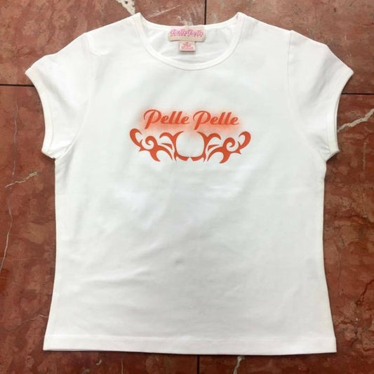 Women's Pelle Pelle White | Orange Fashion Tee Shirt NWT