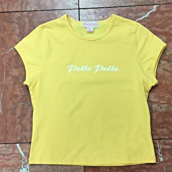 Women's Pelle Pelle Yellow | White Tee Shirt NWT