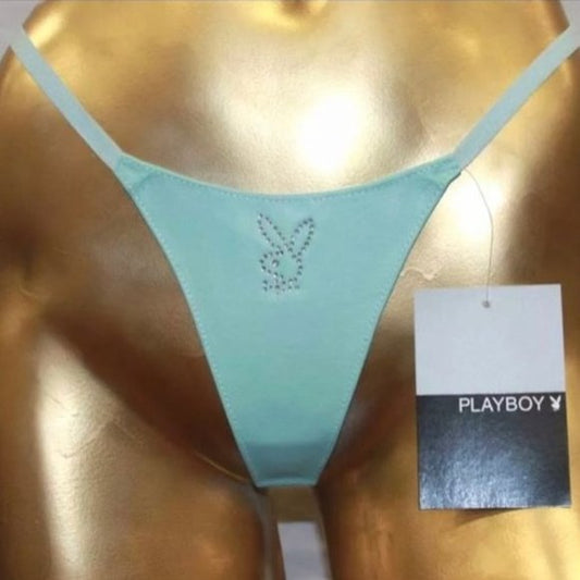 Women's Playboy Turquoise Leather G - String Panties NWT