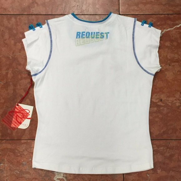 Women's Request White | Turquoise Tee Shirt NWT