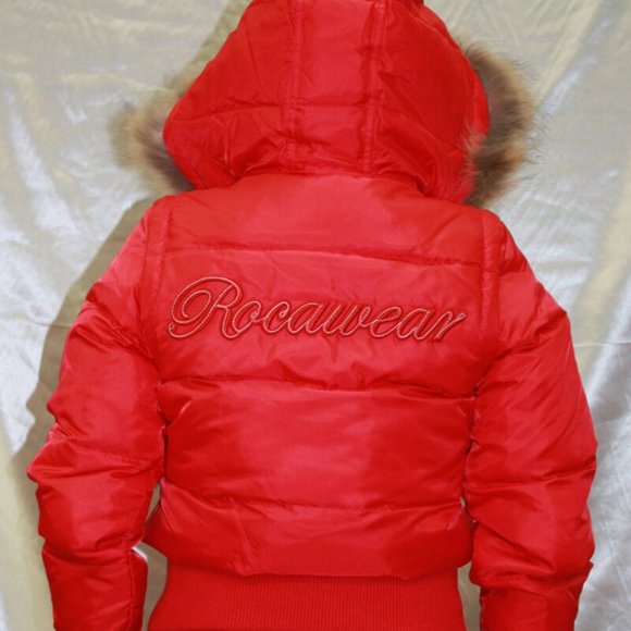 Women's Rocawear Jr Red Sleeveless Faux Fur Jacket NWT