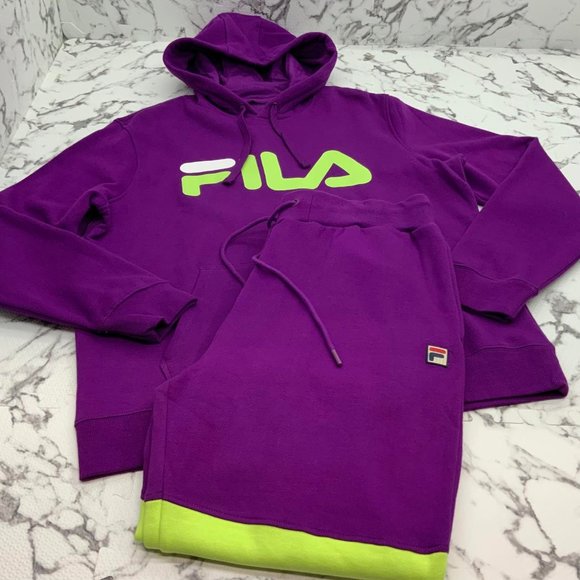 Men’s Fila Purple Fleece Hoodie Sweatpants NWT