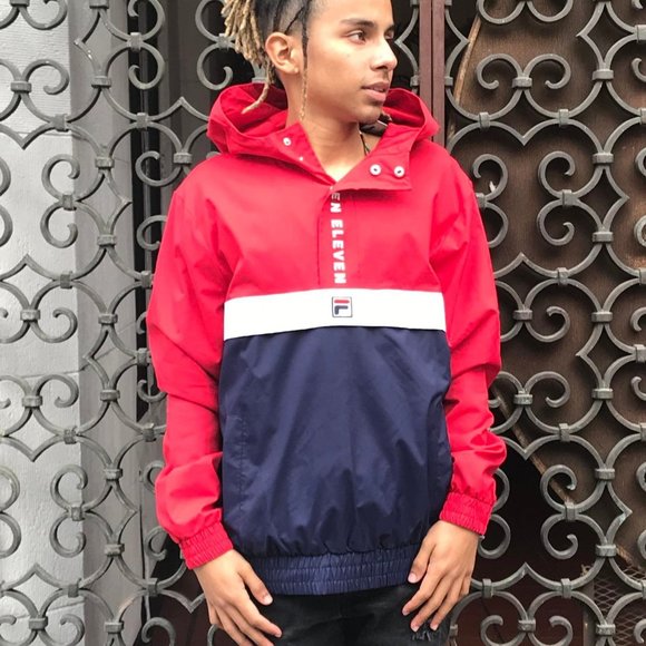 Men's Fila Red | White | Navy Hooded Jacket NWT