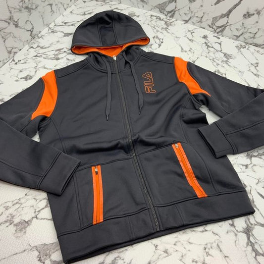 Men’s Fila Grey | Orange Full Zip Track Hoodie Jacket NWT