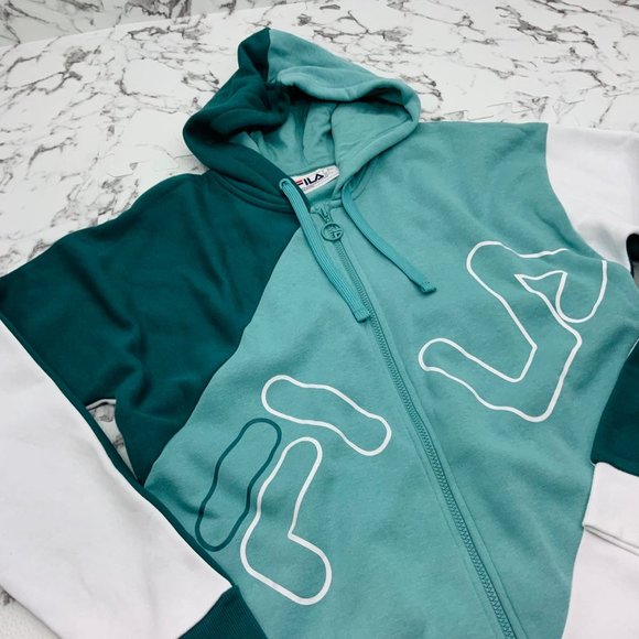 Men's Fila Teal | Turquoise | White Full Zip Hoodie NWT