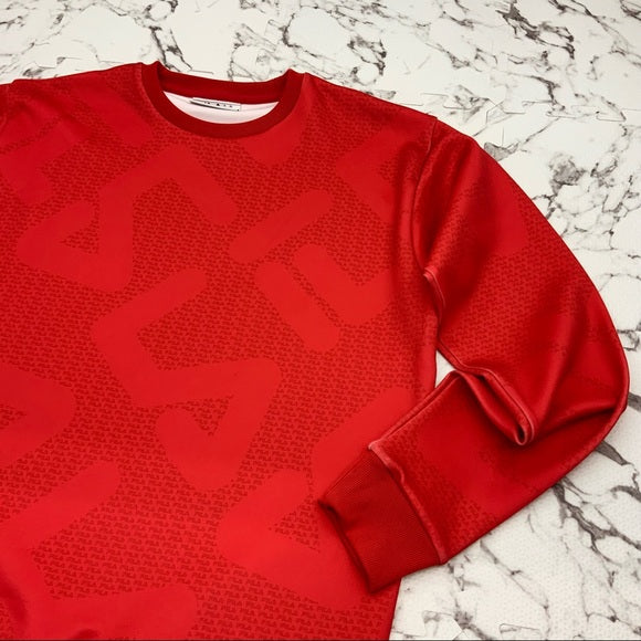 Men's Fila Red Allover Signature Crewneck NWT