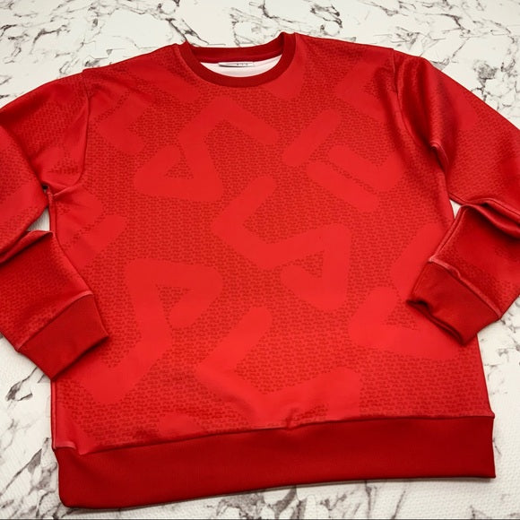 Men's Fila Red Allover Signature Crewneck NWT