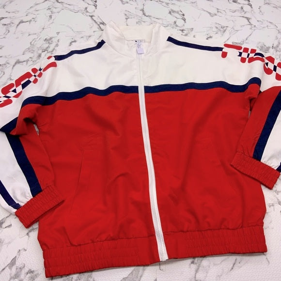 Men's Fila White | Red Lightweight Windbreaker Jacket NWT