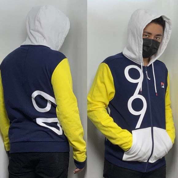 Men's Fila Navy | Yellow | White Full Zip Hoodie NWT