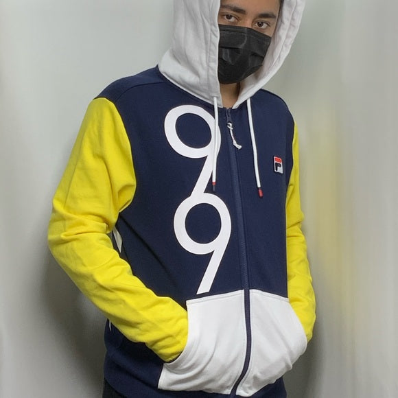 Men's Fila Navy | Yellow | White Full Zip Hoodie NWT